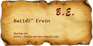 Balló Ervin névjegykártya